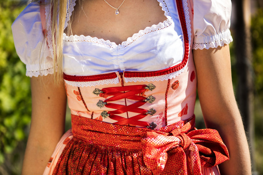 The Pattern Of This Dirndl Is Made Out Of Meat And Sausages