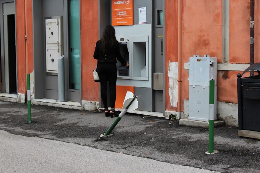 A Street Artist Jokes With The Urban Environment And Creates Playful Installations For The Passersby A Street Artist Jokes With The Urban Environment And Creates Playful Installations For The Passersby