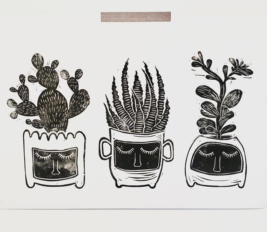 I Make Unique Botanical Inspired Linocut Prints