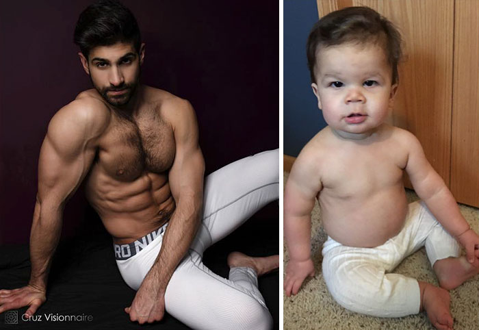 Baby Copies Model Poses