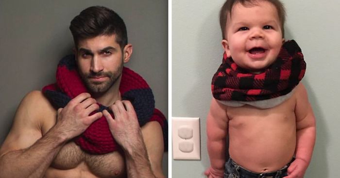 Mom Makes Fun Of Her Model Brother By Having Her Toddler Recreate His Poses, And Result Is Hilariously Adorable