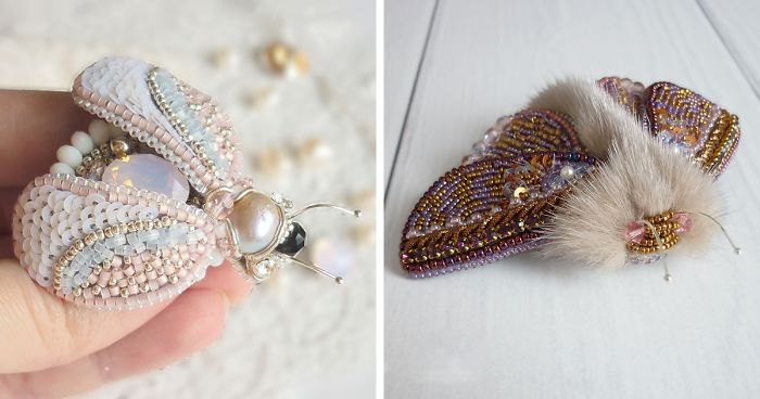 Russian Artist Creates Shiny Insect Jewelry Using Beads