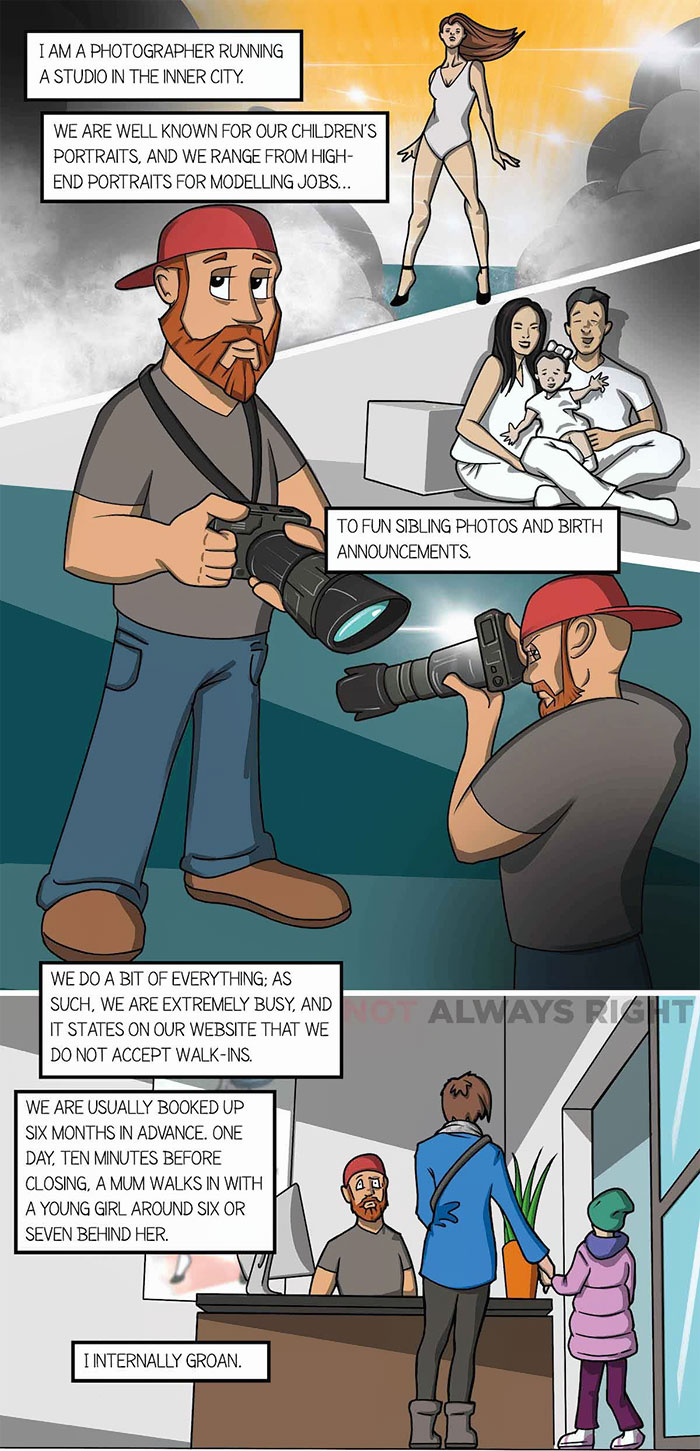 Photographer Groans Internally When 10 Mins Before Closing He Sees Mom Walk In, But Then He Notices Her Daughter