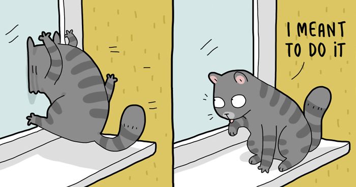 I Illustrate What It’s Like To Live With A Cat In 18 Comics