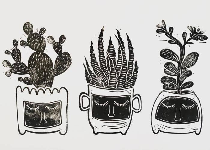 I Make Unique Botanical Inspired Linocut Prints