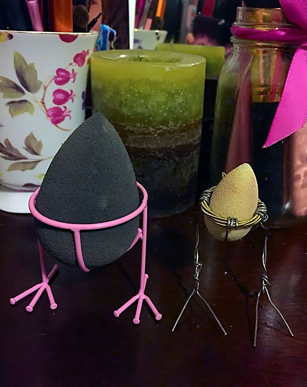 Boyfriend Made Me A Mini Beauty Blender Hold Out Of Paper Clips And A Guitar String. Thought You Guys Would Appreciate It