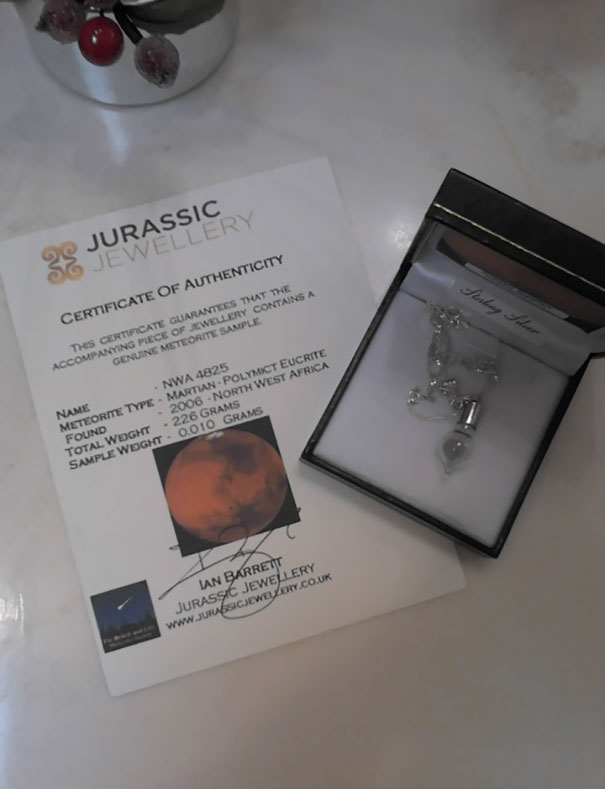 I Wanted To Cry When I Saw This Is What My Boyfriend Got Me For Christmas. A Necklace Containing Dirt From Mars