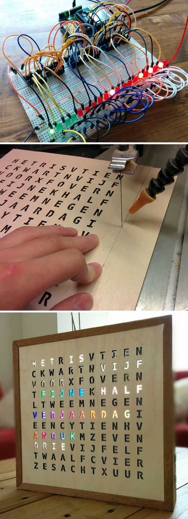 I Built A Word Clock For My Girlfriend As A Birthday Present. Once A Year, A Special Message Is Displayed On Her Birthday