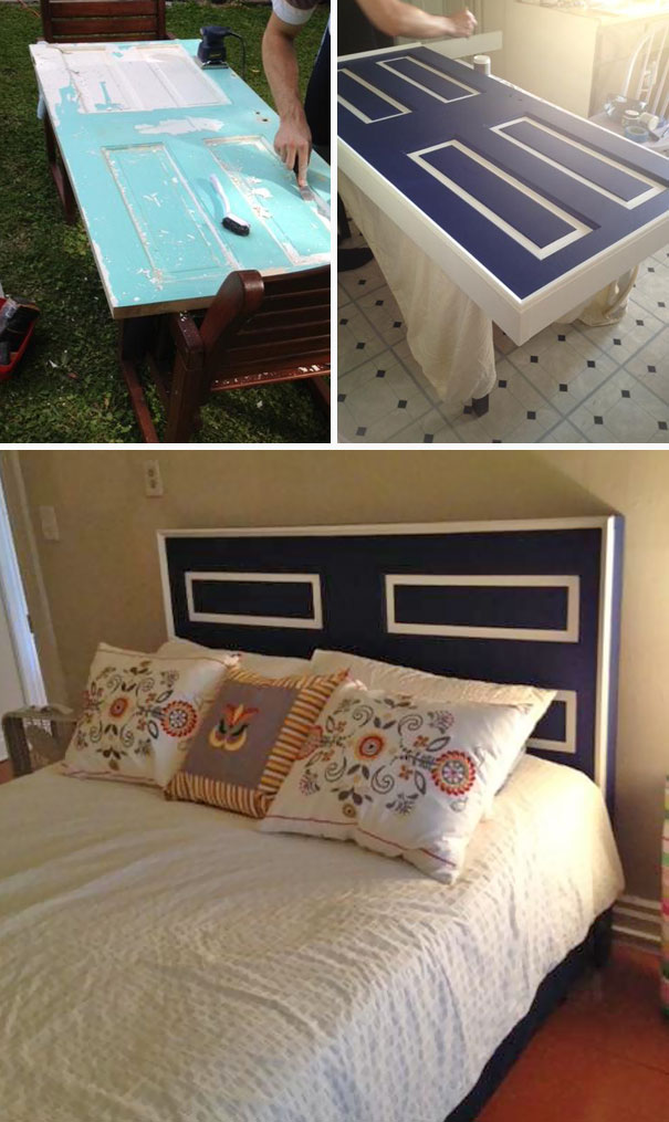 I Made A Headboard For My Girlfriend Out Of An Old Door