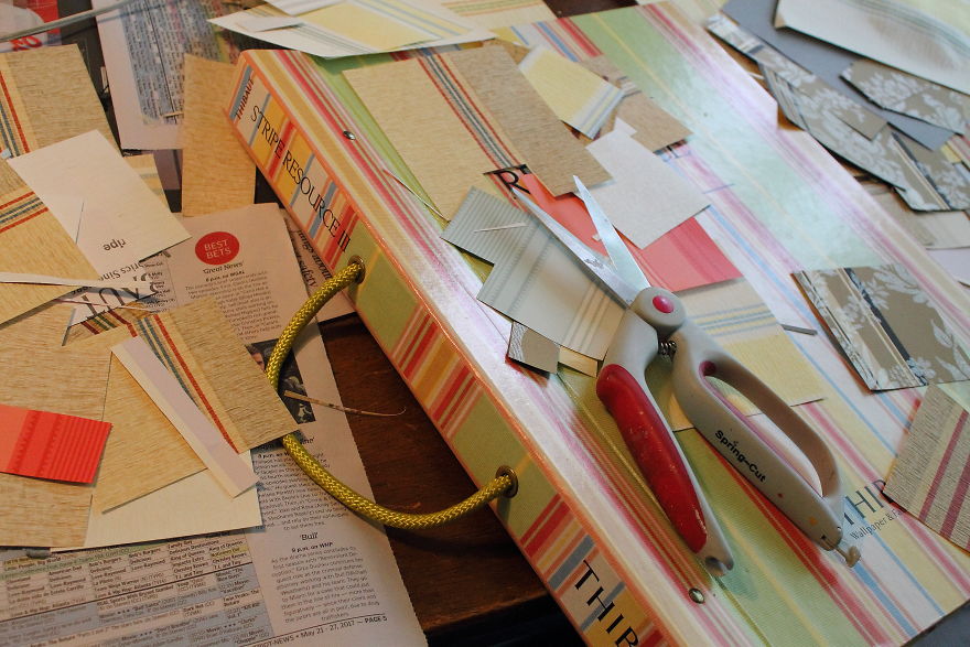 I Gave This Lamp A Makeover With Wallpaper Samples And A Necktie