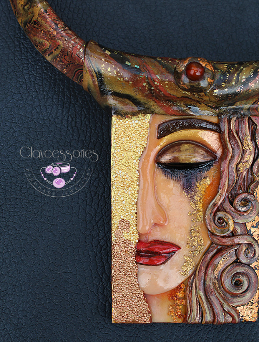 I Use Polymer Clay To Create Necklaces Inspired By Gustav Klimt Paintings
