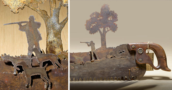 I Make Custom Metal Art From Large Two Man Saws