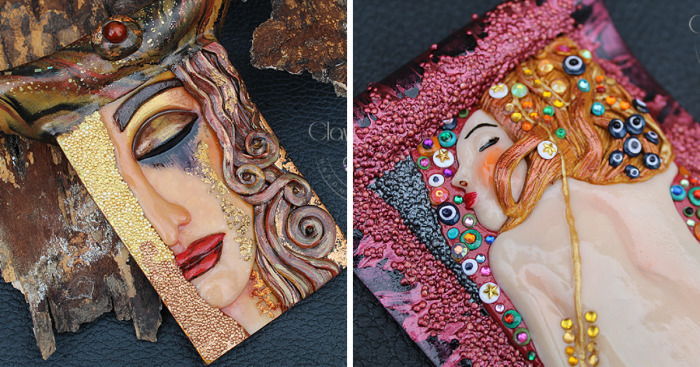 I Use Polymer Clay To Create Necklaces Inspired By Gustav Klimt Paintings