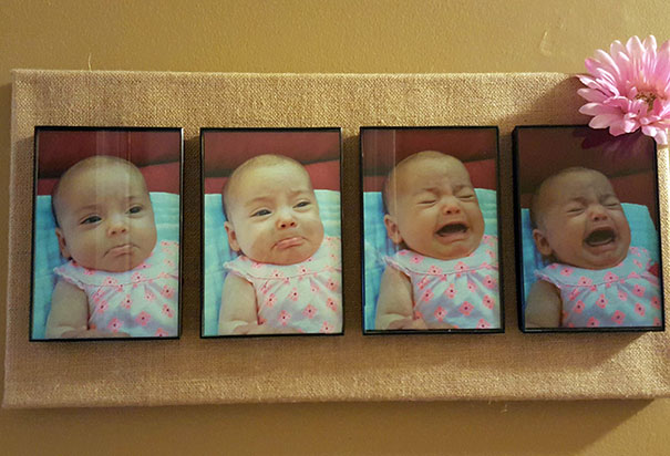 My Mom Made This For My Wife For Her Birthday. It's The Evolution Of My Daughter's Temper Tantrum