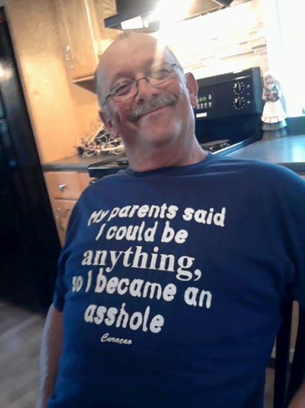 My Uncle Teddy Wearing His New Shirt With Pride