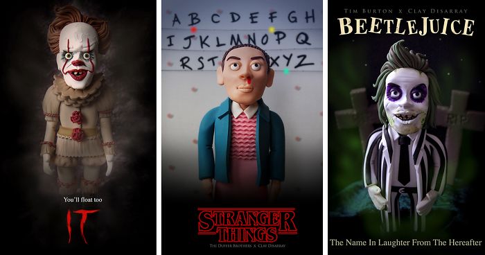 14 Horror Movie Posters That I Reimagined Using Polymer Clay
