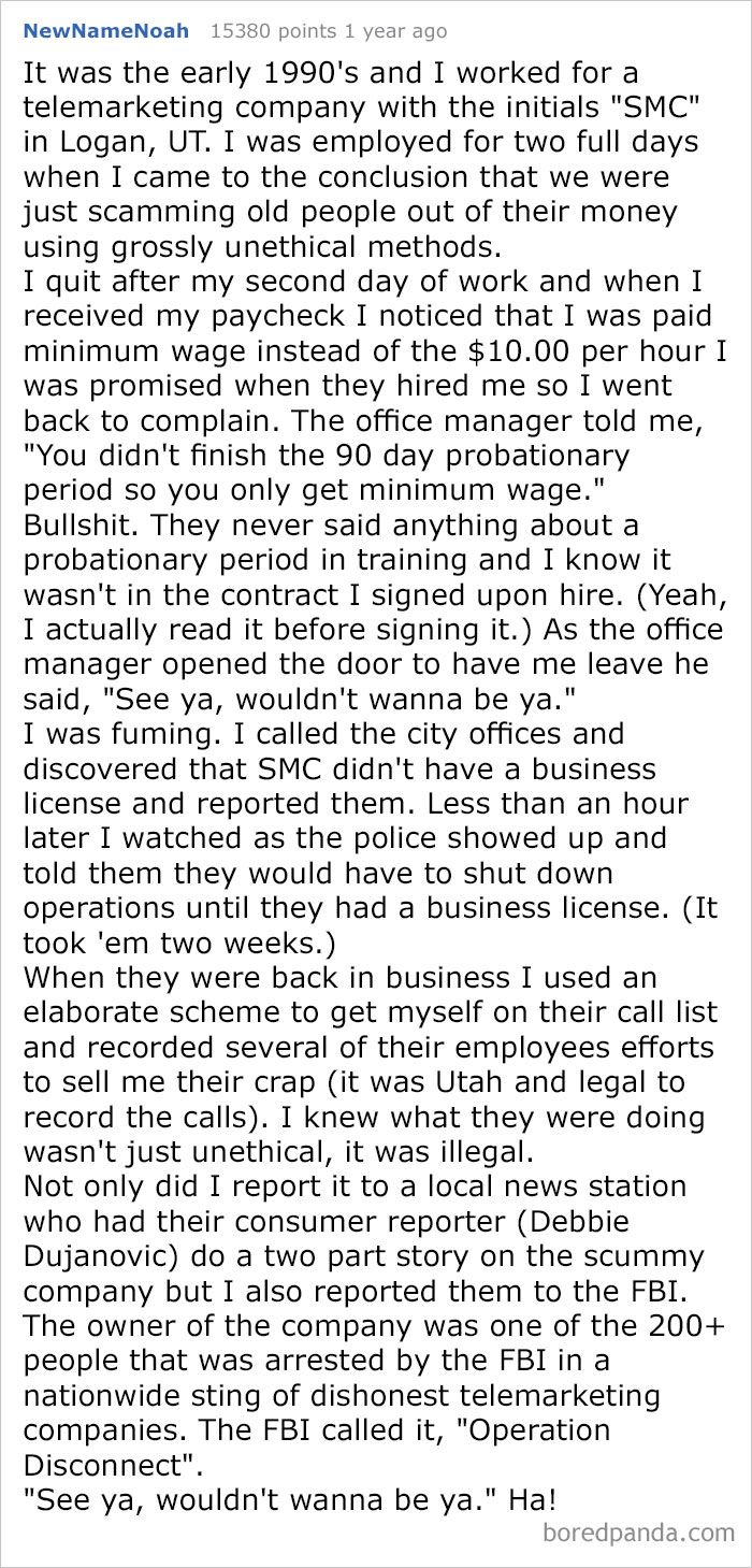 Employer Screwed Me Over, I Screwed Him Back With Help From The FBI