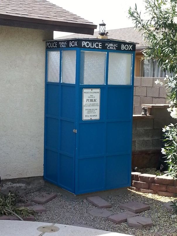 Made My Wife A Tardis For Mother's Day. It's Bigger On The Inside. Opens To Our Raised Garden.