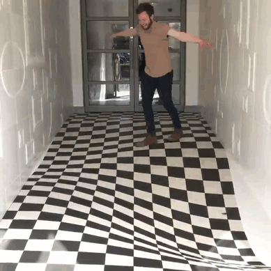 Genius Optical Illusion On This Floor Stops People From Running In The Hallway Genius Optical Illusion On This Floor Stops People From Running In The Hallway