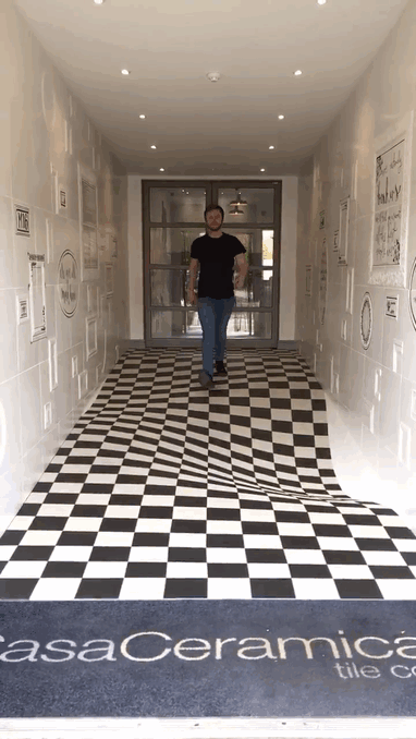 Genius Optical Illusion On This Floor Stops People From Running In The Hallway Genius Optical Illusion On This Floor Stops People From Running In The Hallway