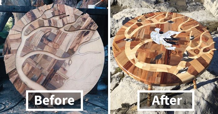 I Used 12 Different Woods To Make This Nature-Inspired Table In One Month