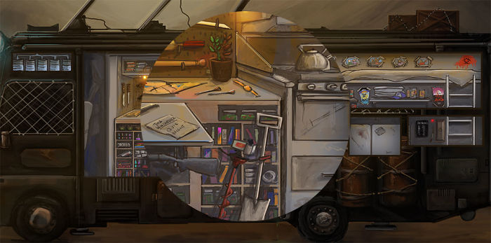 I Illustrated This Post Apocalyptic Motorhome For Halloween (And Included As Many References From Tv, Movies And Games As I Could)