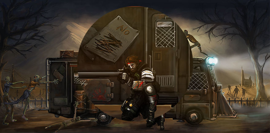 I Illustrated This Post Apocalyptic Motorhome For Halloween (And Included As Many References From Tv, Movies And Games As I Could) I Illustrated This Post Apocalyptic Motorhome For Halloween (And Included As Many References From Tv, Movies And Games As I Could)