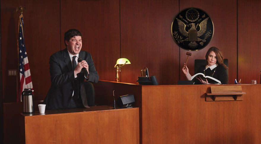 Couple Of Attorneys Use A Courtroom For Their Engagement Photos