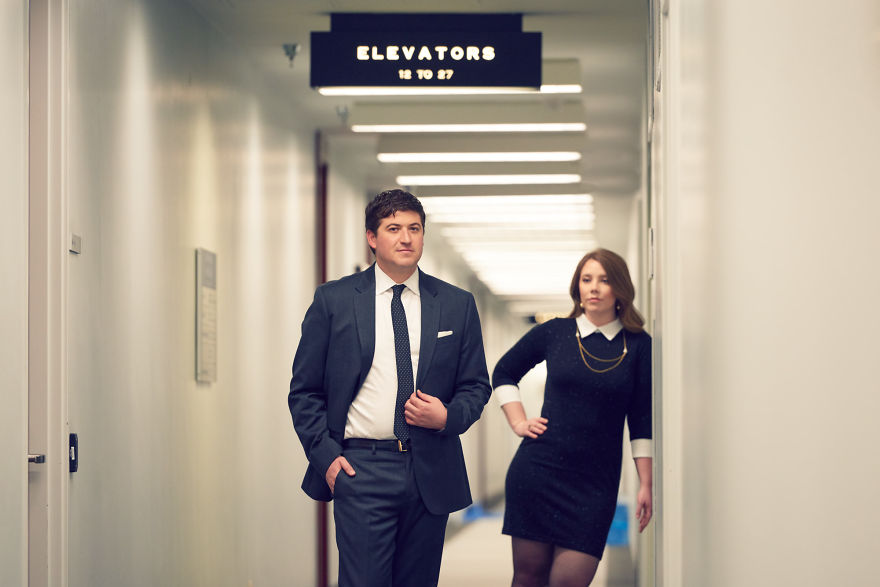 Couple Of Attorneys Use A Courtroom For Their Engagement Photos