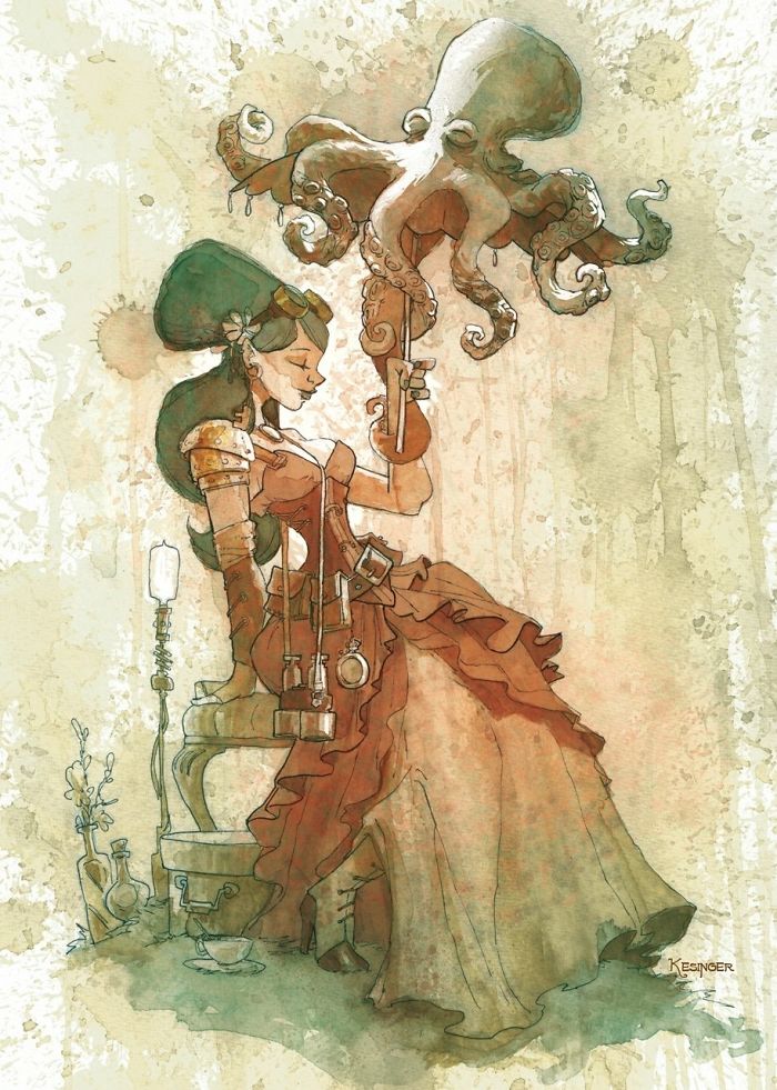 I Paint With Tea To Create Steampunk Art.
