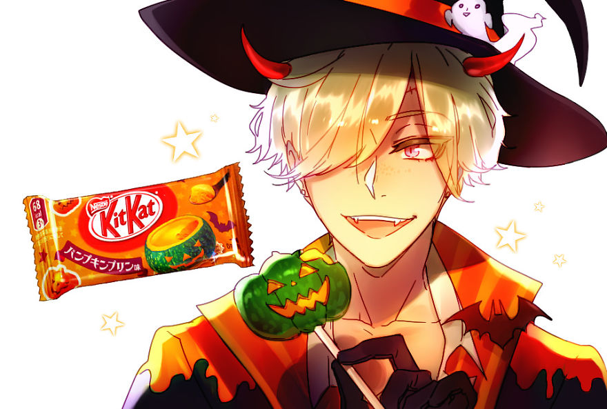 Illustrator Transform The Kit Kat Flavors Into Fantastic Anime Characters