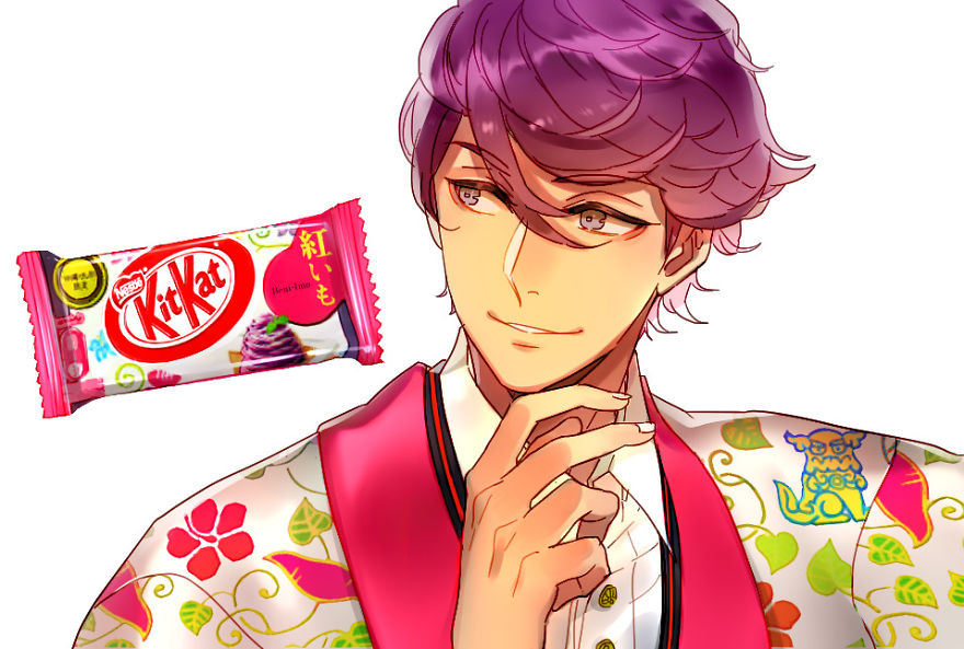 Illustrator Transform The Kit Kat Flavors Into Fantastic Anime Characters