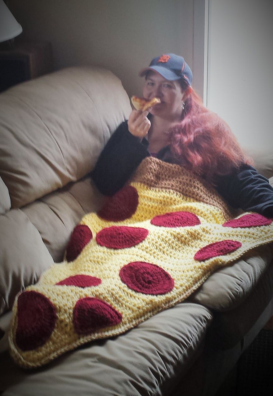 Eating Pizza In A Pizza Blanket, Watching Netflix, Perfect Cold Weather Chill-Time Eating Pizza In A Pizza Blanket, Watching Netflix, Perfect Cold Weather Chill-Time