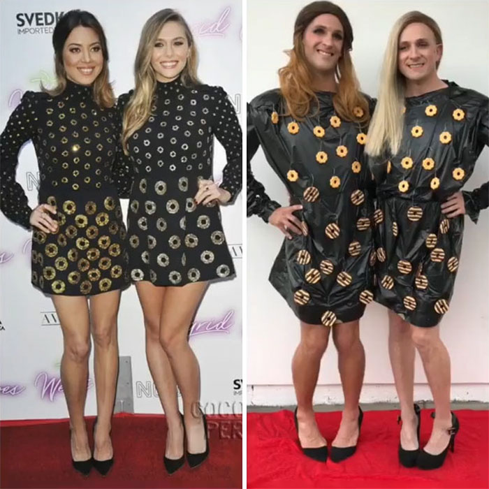 Jimmy Fowlie And Tom Lenk As Aubrey Plaza And Elizabeth Olsen