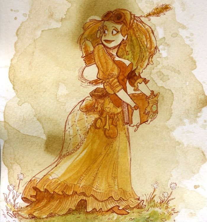 I Paint With Tea To Create Steampunk Art.