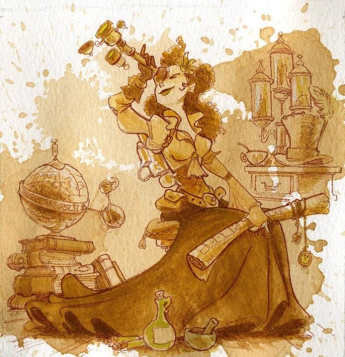 I Paint With Tea To Create Steampunk Art.