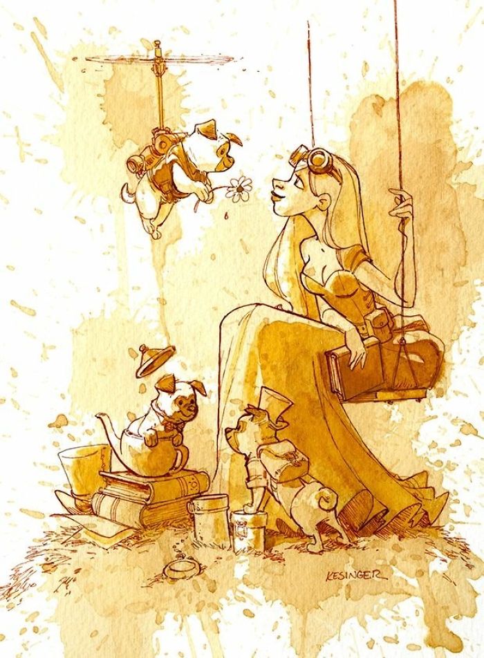 I Paint With Tea To Create Steampunk Art.