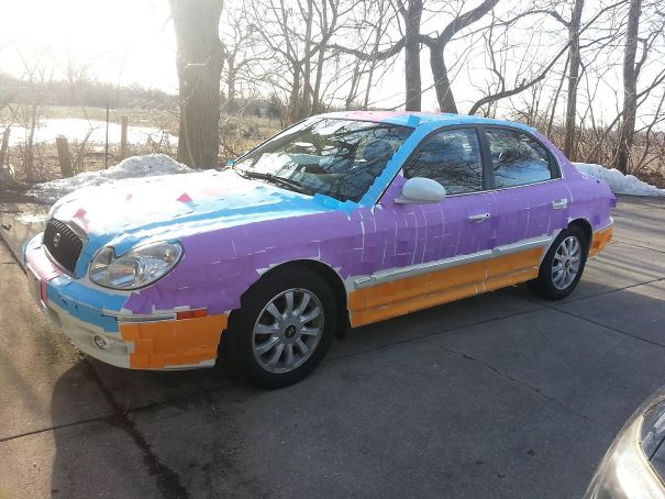 My Boyfriend Got Me Good. With No Time To Remove Them I Was Forced To Drive My Car Like This. I Sounded Like A Giant Kazoo Driving Down The Road