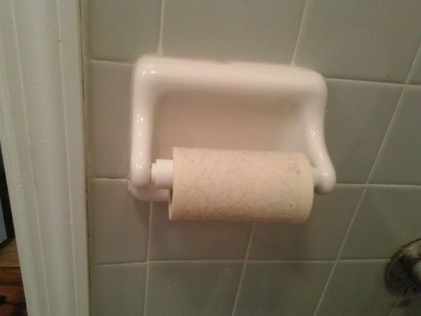 Heard My Boyfriend Giggling To Himself In The Bathroom Last Night, Woke Up To This. That, My Friends, Is A Lint Roller Refill