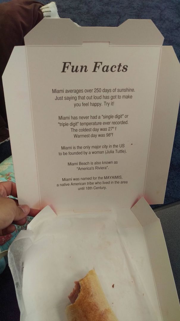 These Fun Facts About Miami Inside A To-Go Box From MIA Airport