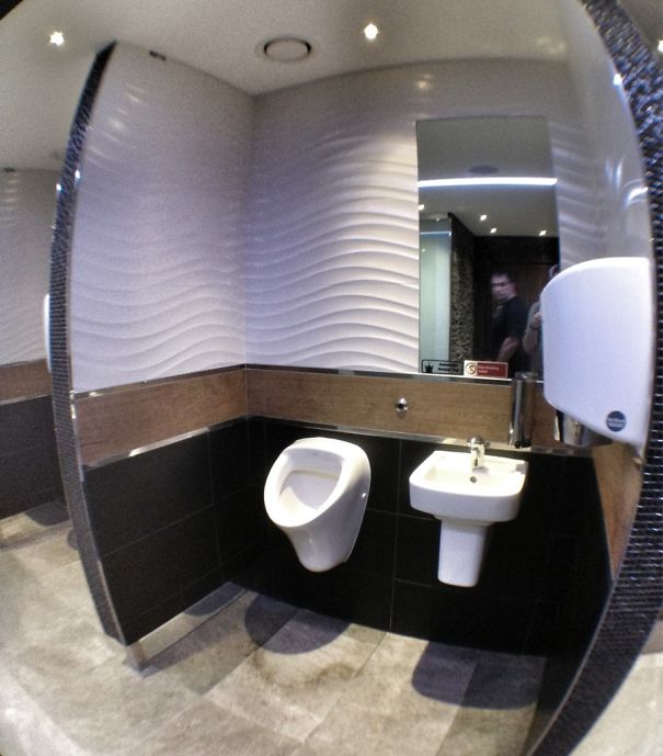 Each Urinal At Gatwick Airport Has It's Own Mirror, Sink And Hand-Dryer