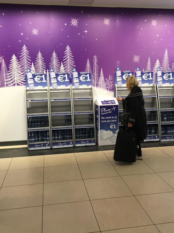 At Dublin Airport, They Have These 'Honesty Boxes' Where You Can Grab A Bottle Of Water And They Trust You To Pay €1