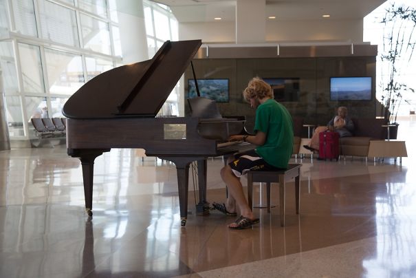 In The Lobby Of The San Jose International Airport, There Is A Piano, And Next To This Piano Is A Sign Reading "Entertain If You Will, But Please, Be Gentle With The Keys"