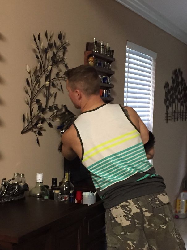 My Husband Takes Our Cat On "Tours" Of Our House So He Can Smell Everything