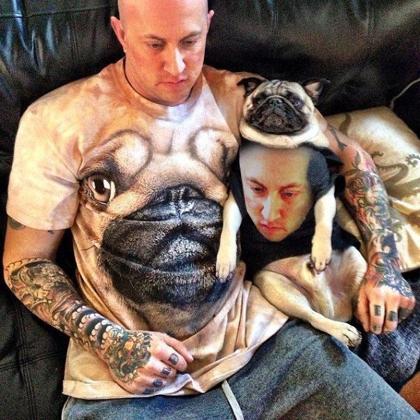 Husband In Pug Shirt, Pug In Husband Shirt