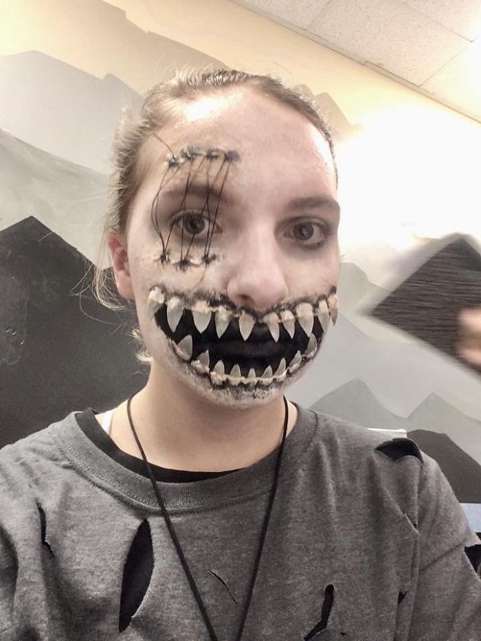 My 14 Year Old Did Her Own Mask From Latex And Body Paint. Maya Seedorf