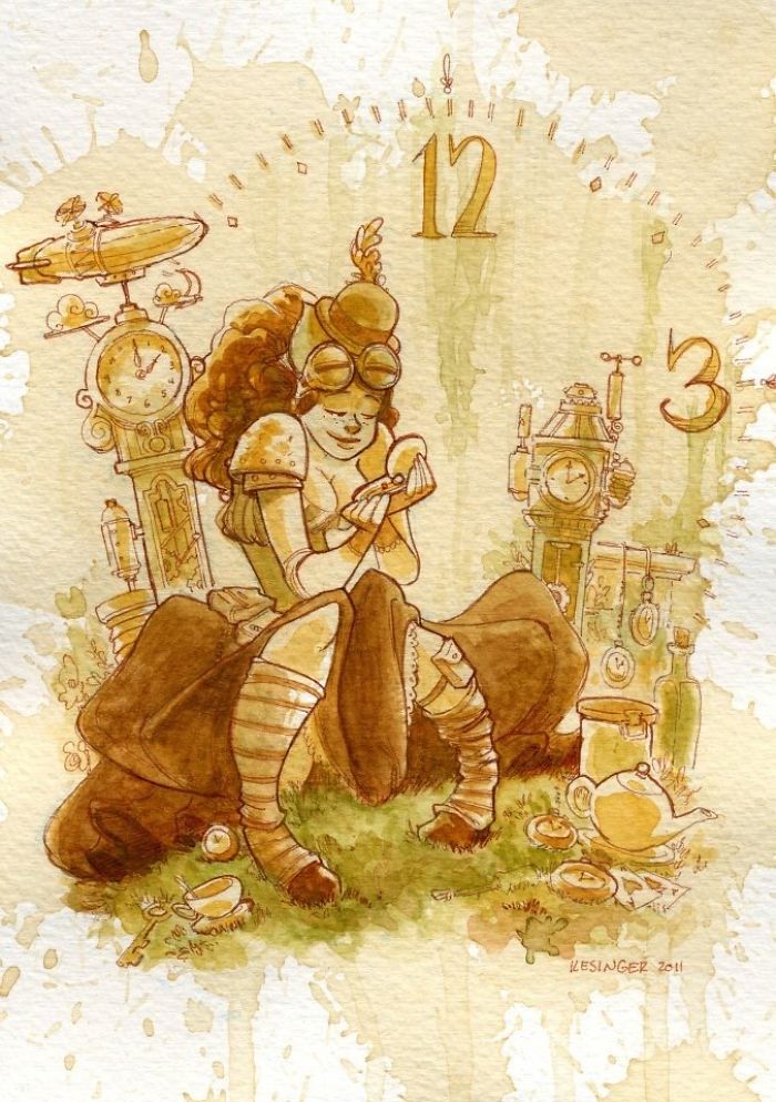 I Paint With Tea To Create Steampunk Art.