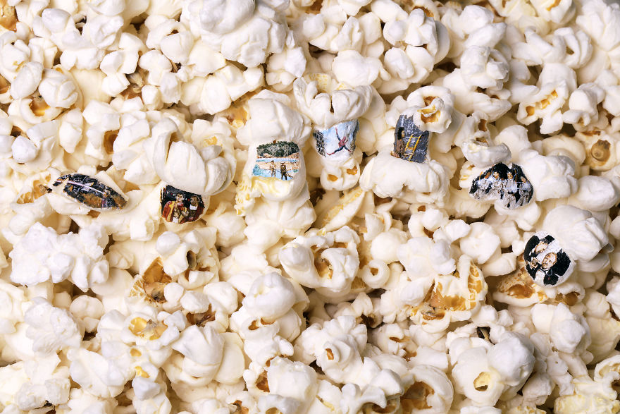 Artist Paints Miniatures On Popcorn Inspired By His Favorite Movies