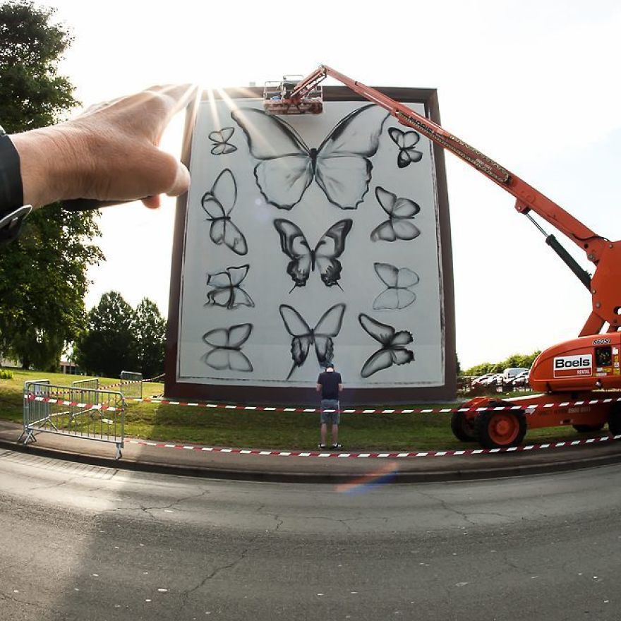 Artist Adds Charm To Boring Streets By Painting Giant Butterfly Murals Artist Adds Charm To Boring Streets By Painting Giant Butterfly Murals