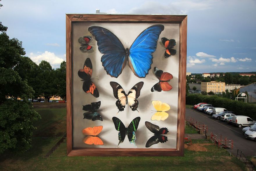 Artist Adds Charm To Boring Streets By Painting Giant Butterfly Murals Artist Adds Charm To Boring Streets By Painting Giant Butterfly Murals